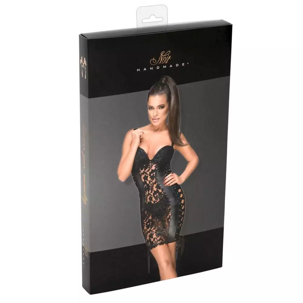 Noir Blonde Kjole med Wetlook og SnørerXL