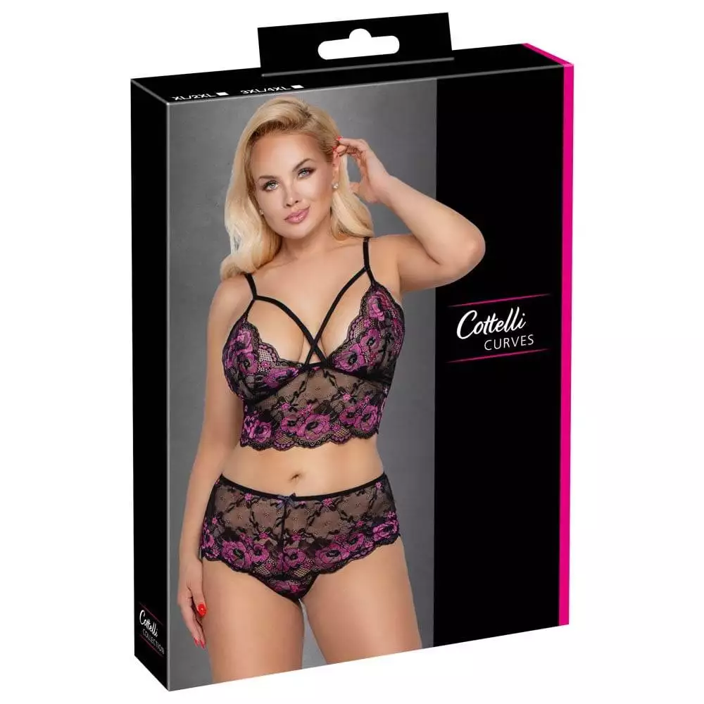 Plus Size Blonde BH sæt i Pink og Sort3XL / 4XL