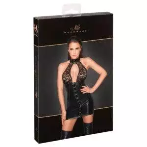 Noir Wetlook Kjole med Blonde Top