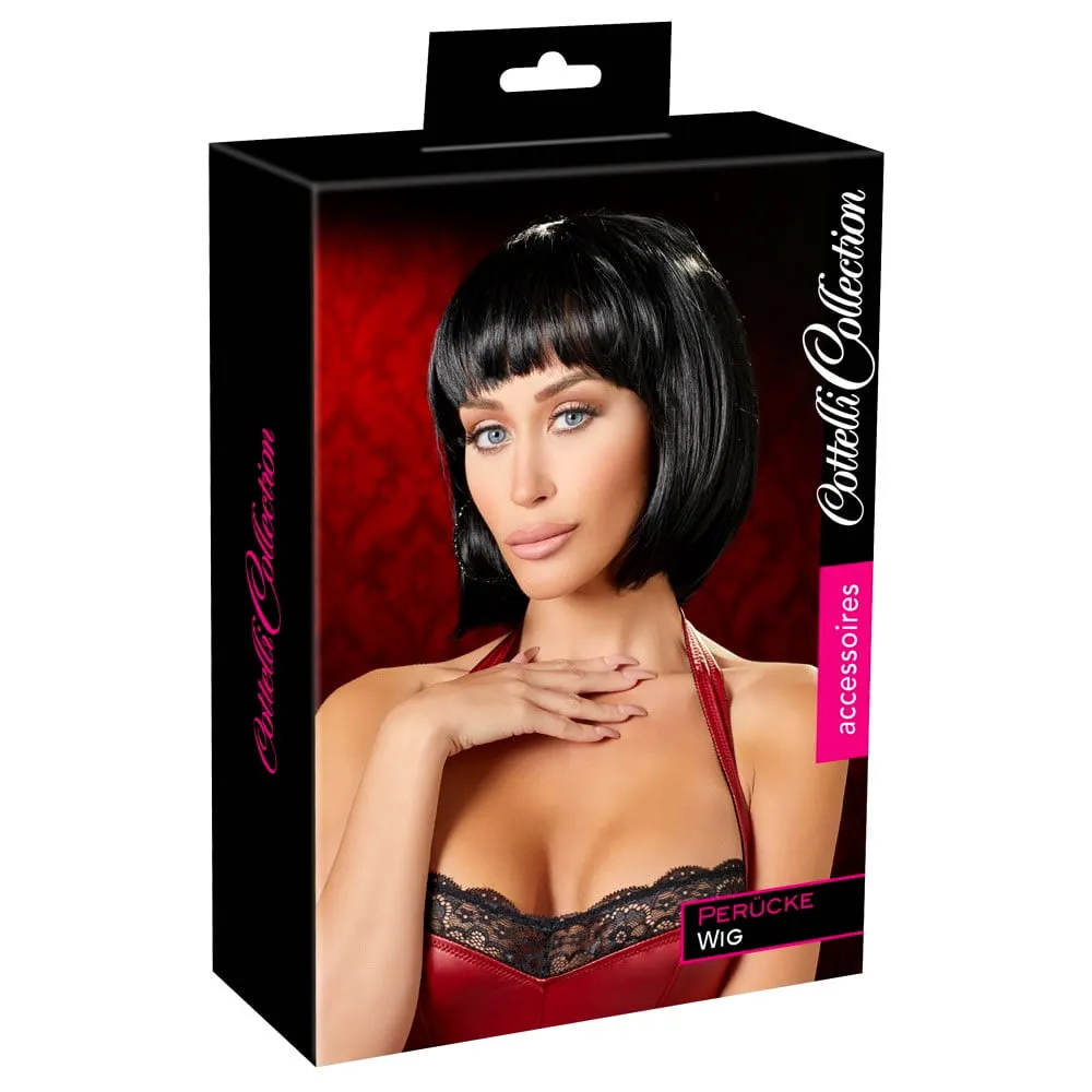 Charleston Paryk med Sort Kort Pagehår28 cm Lang