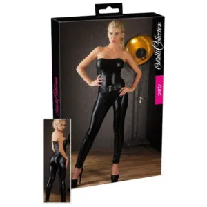 Catwoman Catsuit i Sort Wet Look