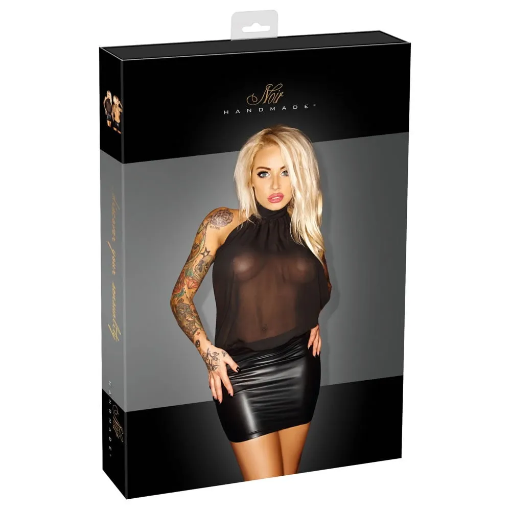 Noir Exclusive Kjole med Gennemsigtig TopXL
