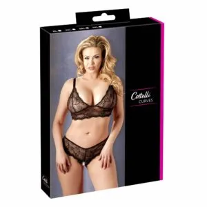 Plus Size Blonde BH og Trusse med Åben Skridt