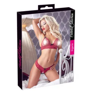 Blonde BH sæt i rød med slidser