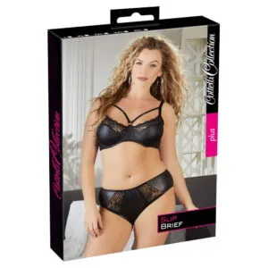 Plus Size Wetlook Trusser med Blonder