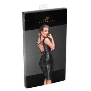 Noir Wetlook Nederdel med Snører