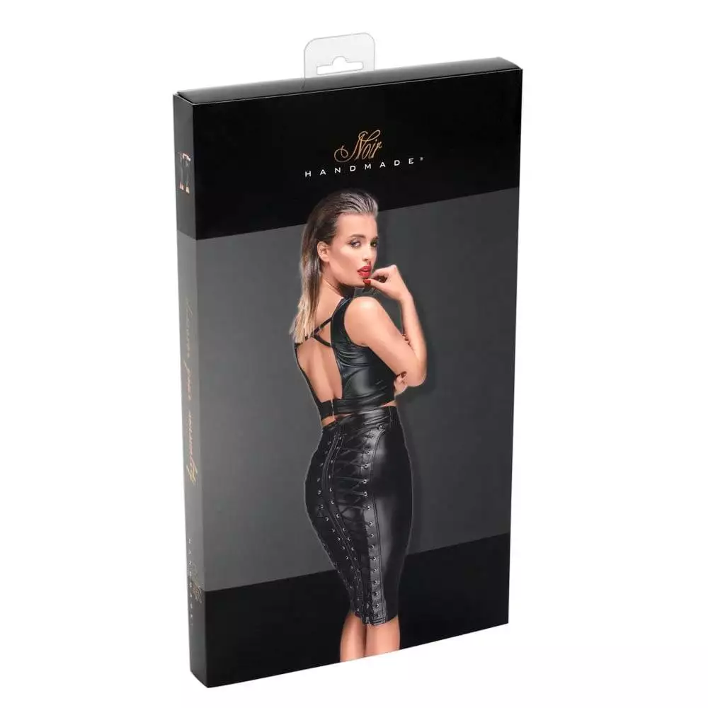 Noir Wetlook Nederdel med SnørerXL