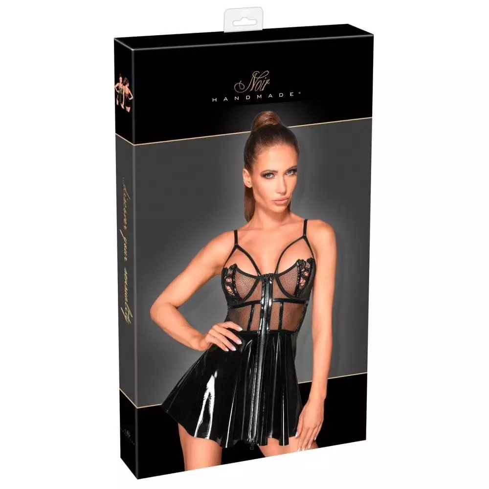 Noir Bustier Kjole i Lak & NetXL