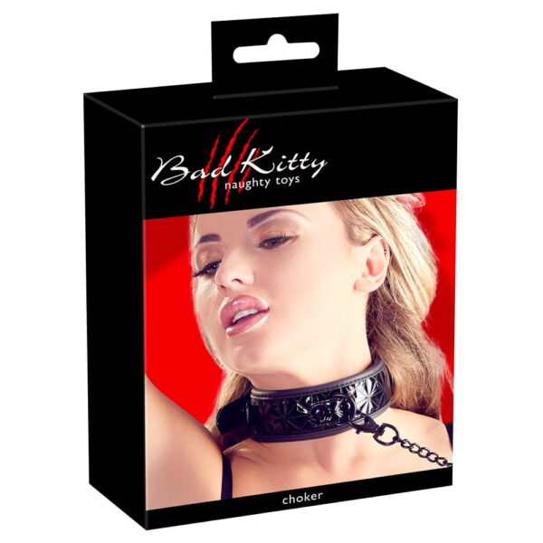 Bondage Halsbånd med Metal LineSort