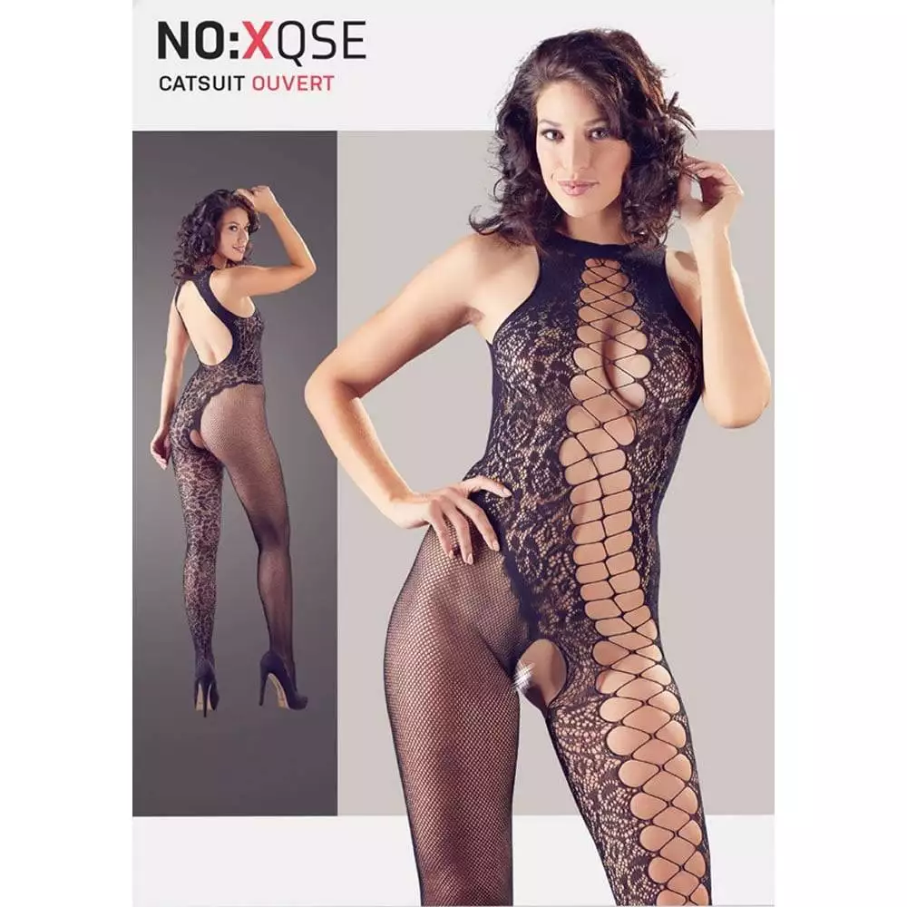 Catsuit med Asymmetrisk Net og Blonde DesignS-L