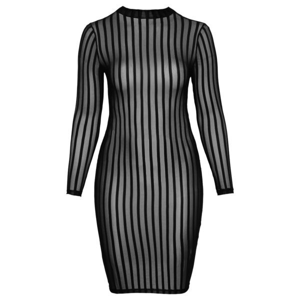 Noir Transparent Plus Size Kjole med Striber - Image 6