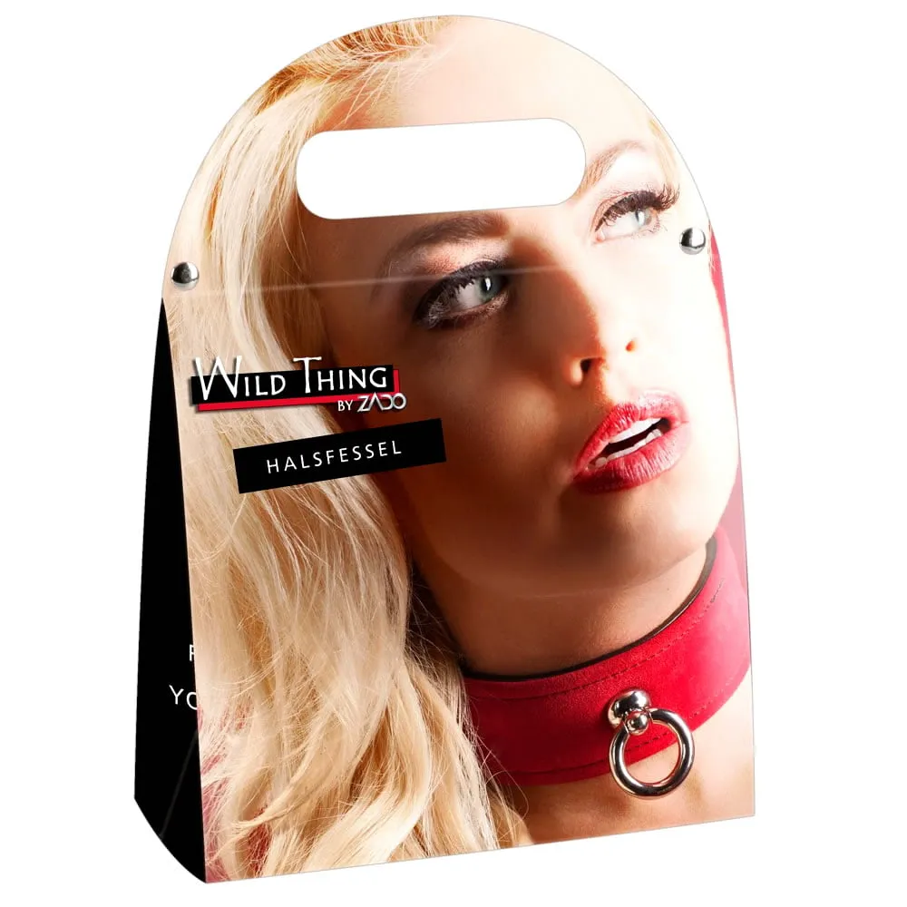 Læder Halslænke med RingSort og Rød