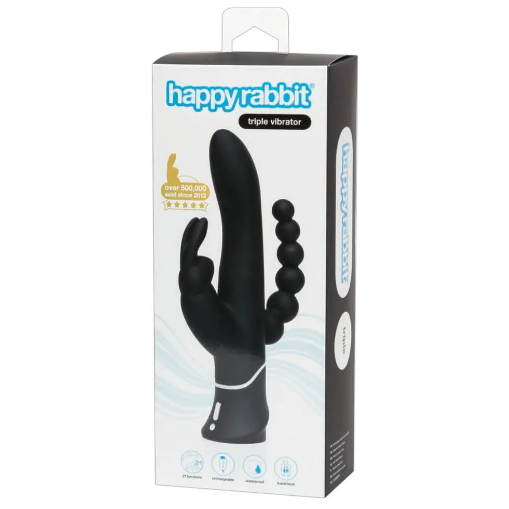 Happy Rabbit Vibrator Triple Curve med AnalkædeSort
