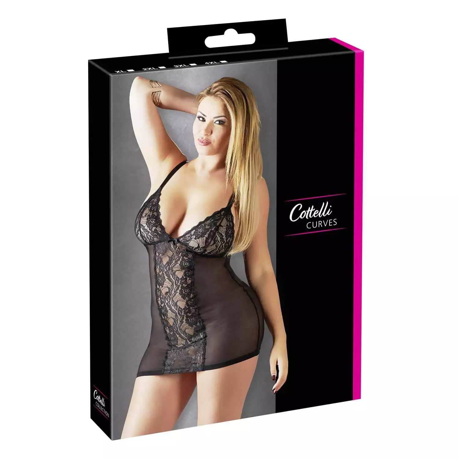 Plus Size Negligé af Nylon og Blonder4XL