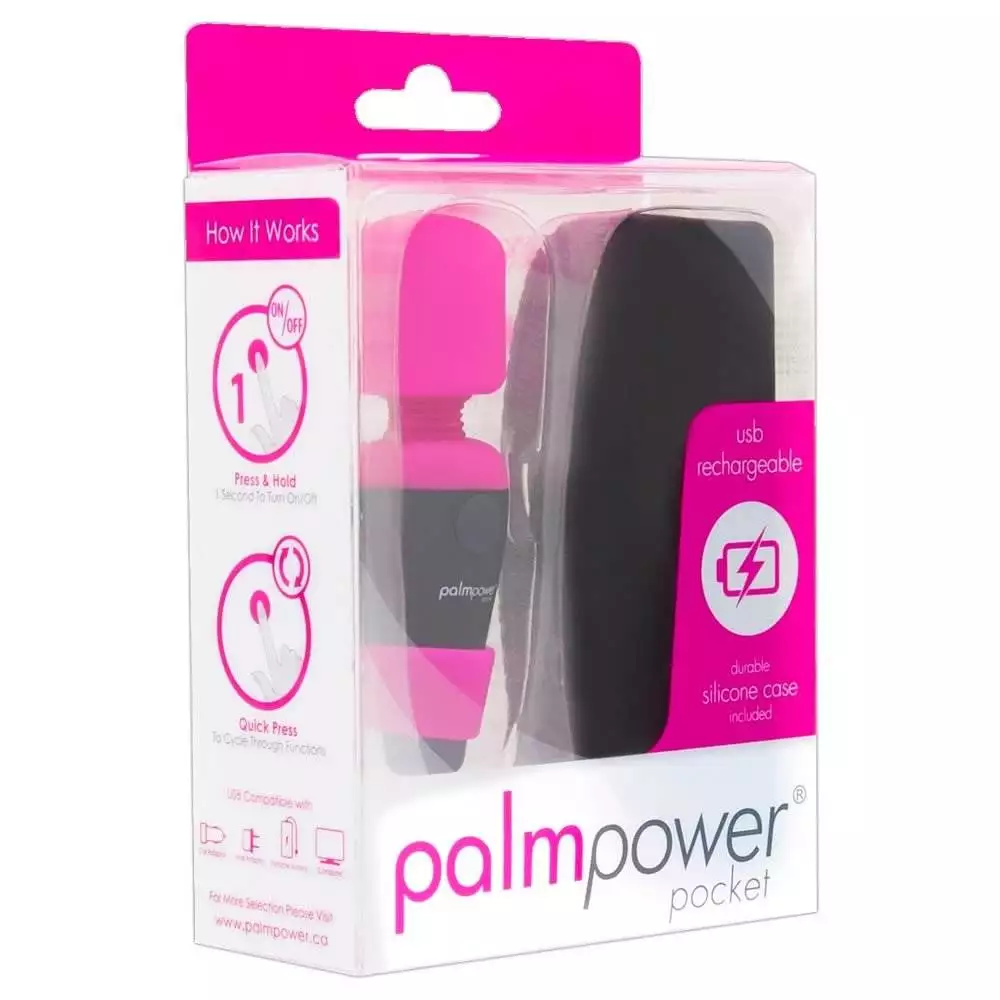 Palm Power Pocket Wand MassagestavPink / Grå