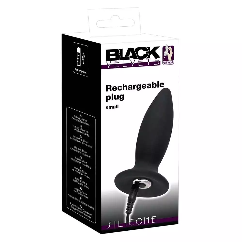 Black Velvets Genopladelig Silikone Anal Plug med VibratorSmall