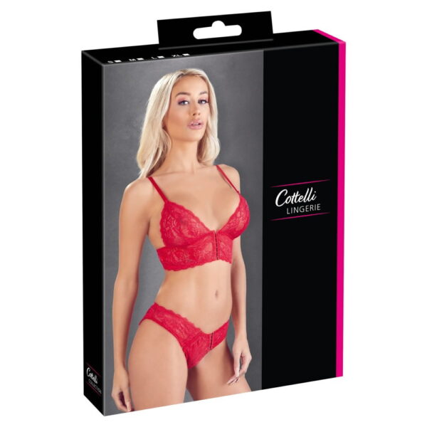 Blonde Bralette med Trusser i RødXL