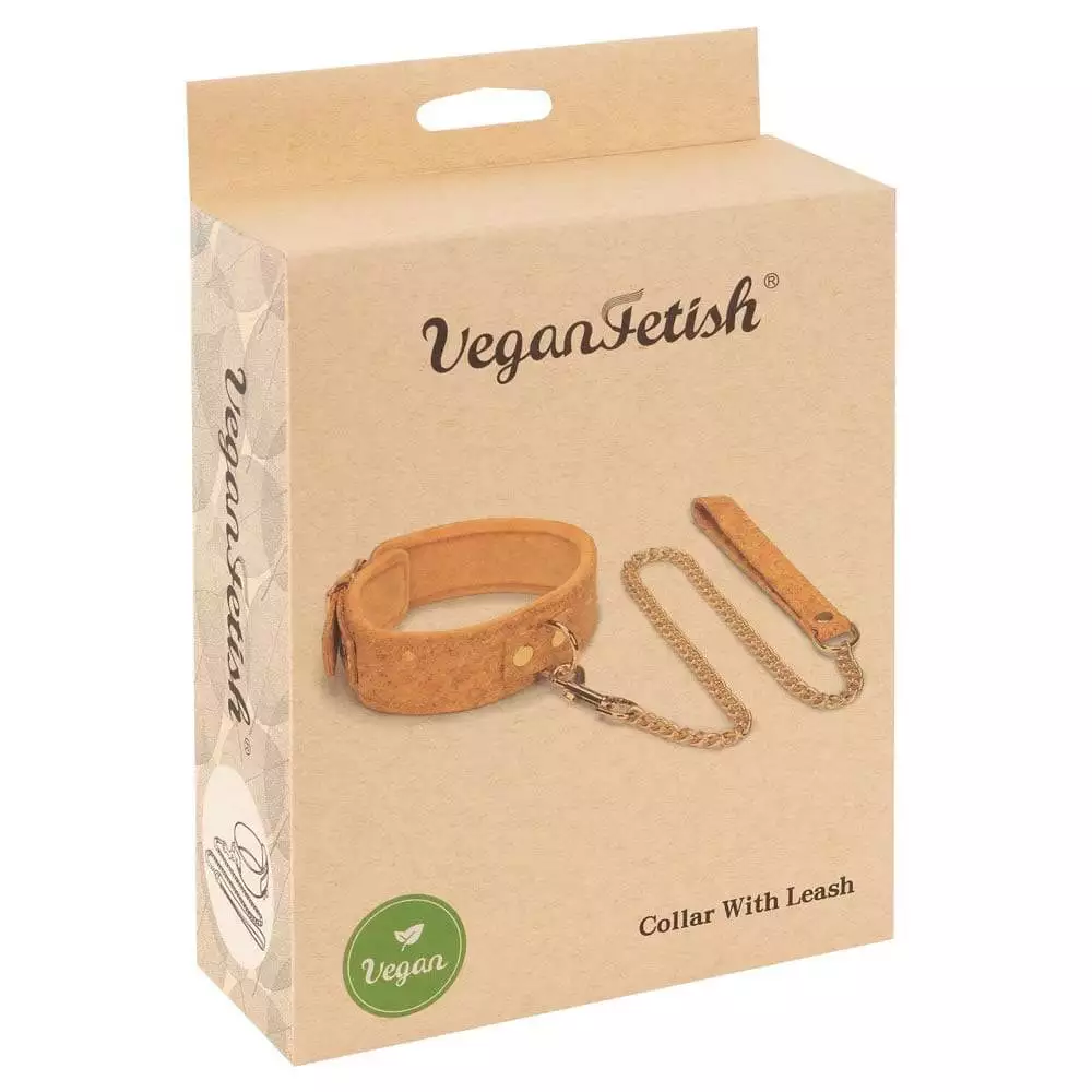 Vegan Fetish Halslænke med SnorKork / Guld