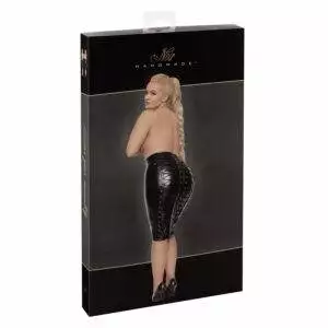 Noir Plus Size Wetlook Nederdel med Snører