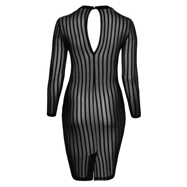 Noir Transparent Plus Size Kjole med Striber - Image 7