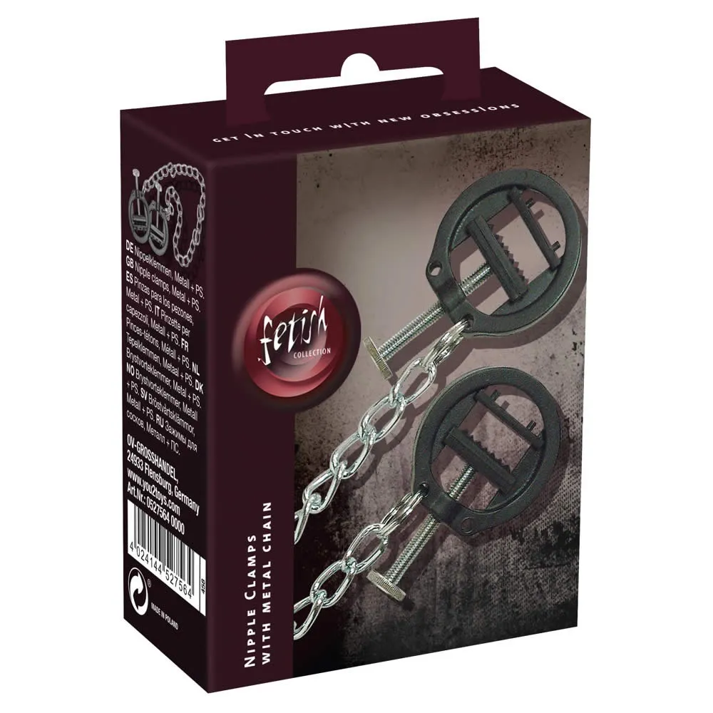 Brystvorteklemmer med skruetvingerSort / Sølv