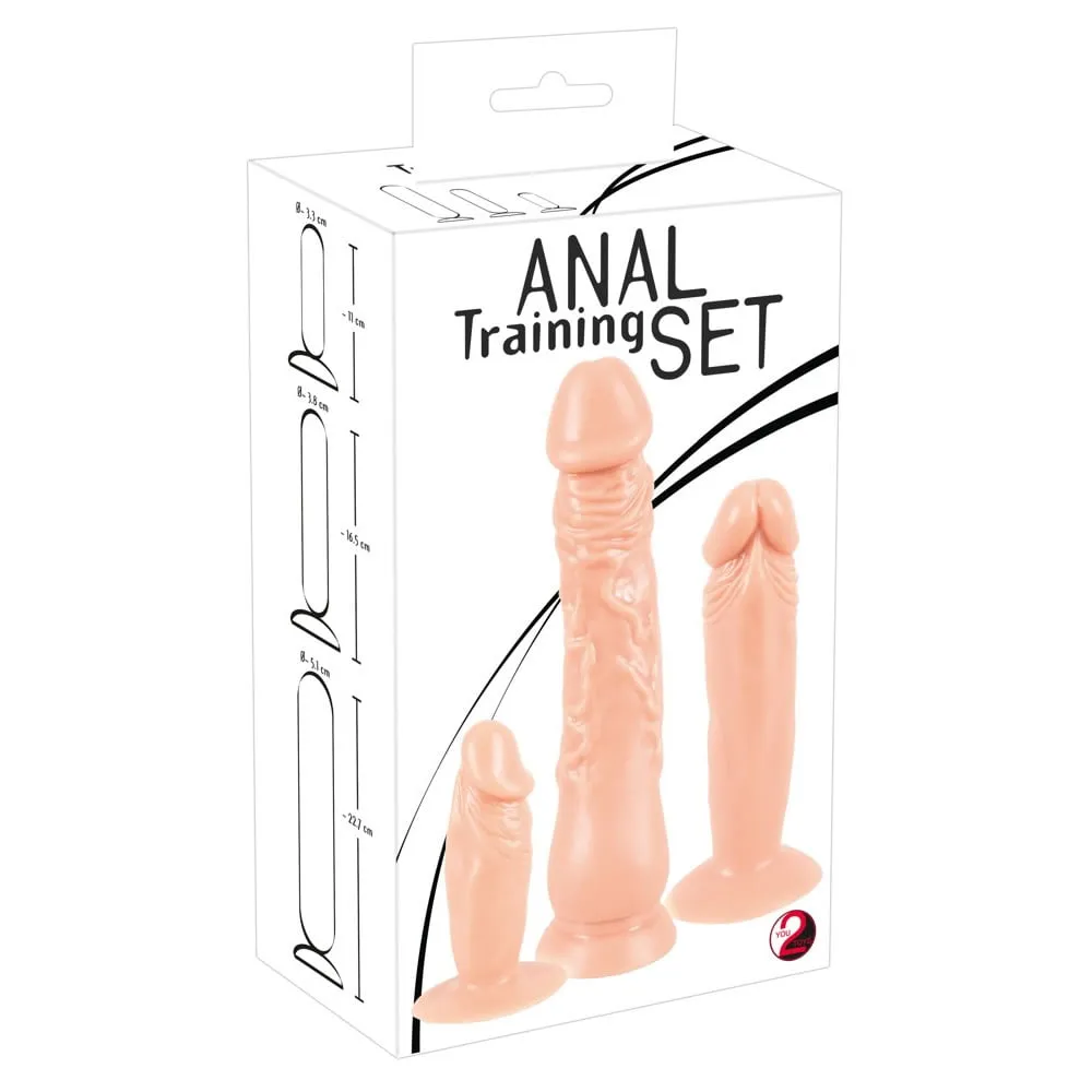 Anal Training sæt med 3 Sugekop DildoerHudfarve