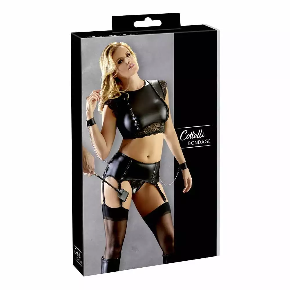 Wetlook Bondage Top med Trusser & HåndlænkerXL