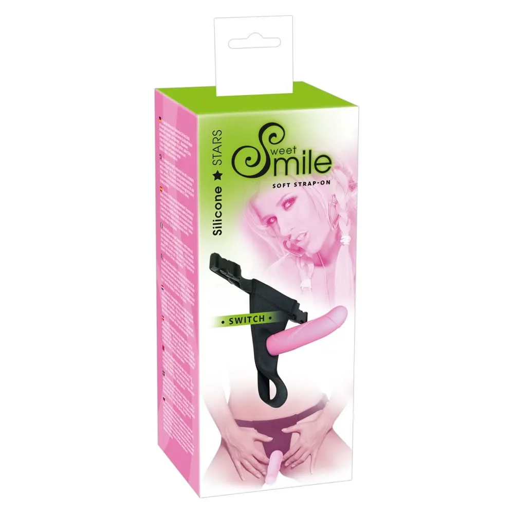 Smile Pink Switch Silikone Strap-On Dildo & HarnessPink