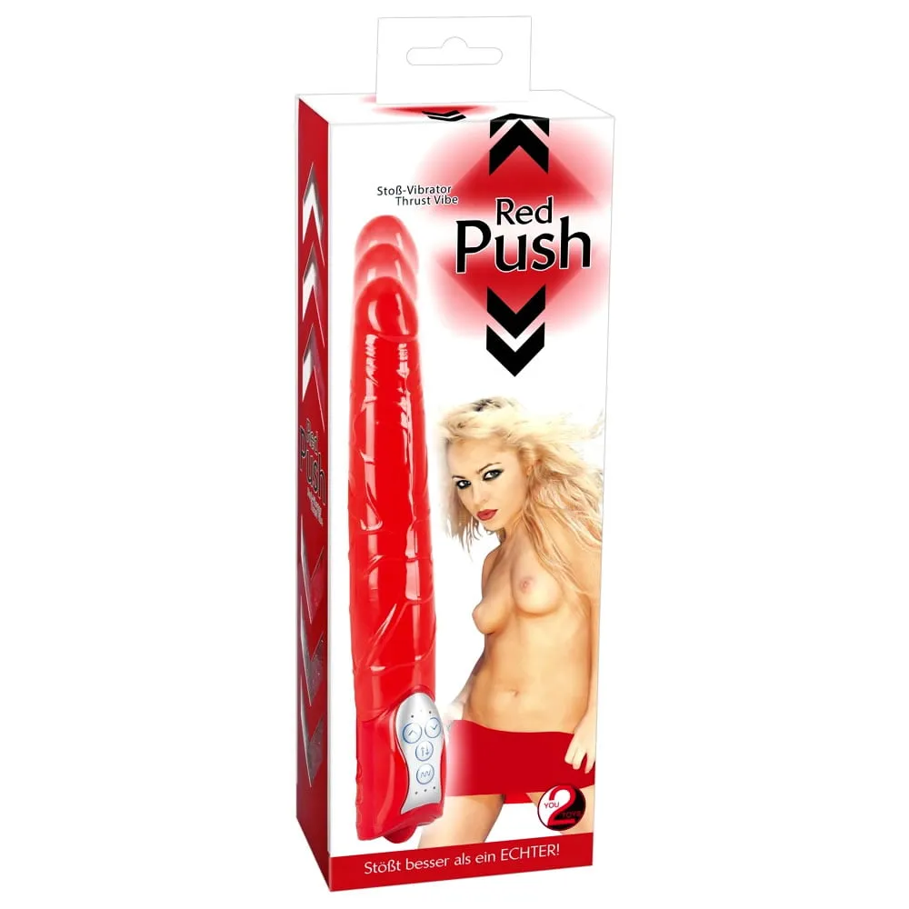 Red Push Vibrator med StødfunktionRød