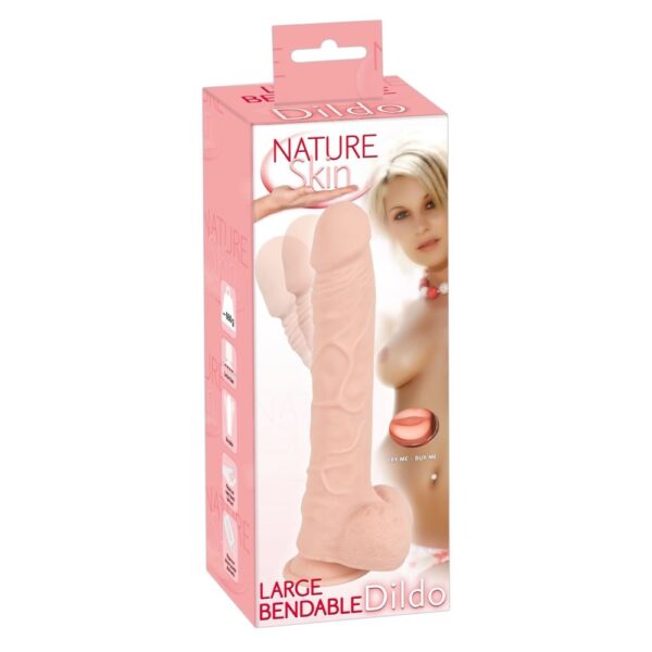 Nature Skin Large Bendable Dildo 30 cm med SugekopHudfarve