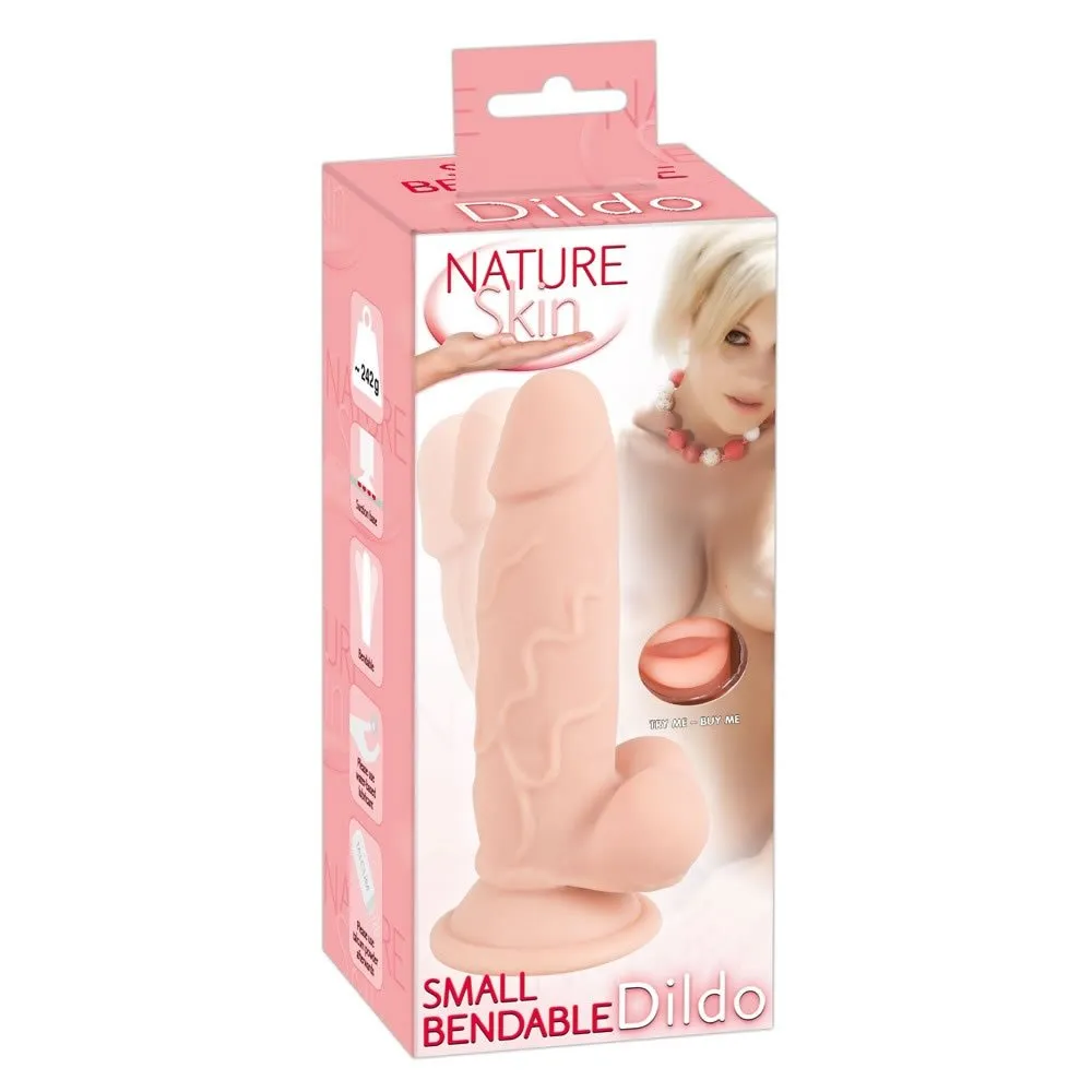 Nature Skin Small Bendable Dildo 17 cm med SugekopHudfarve