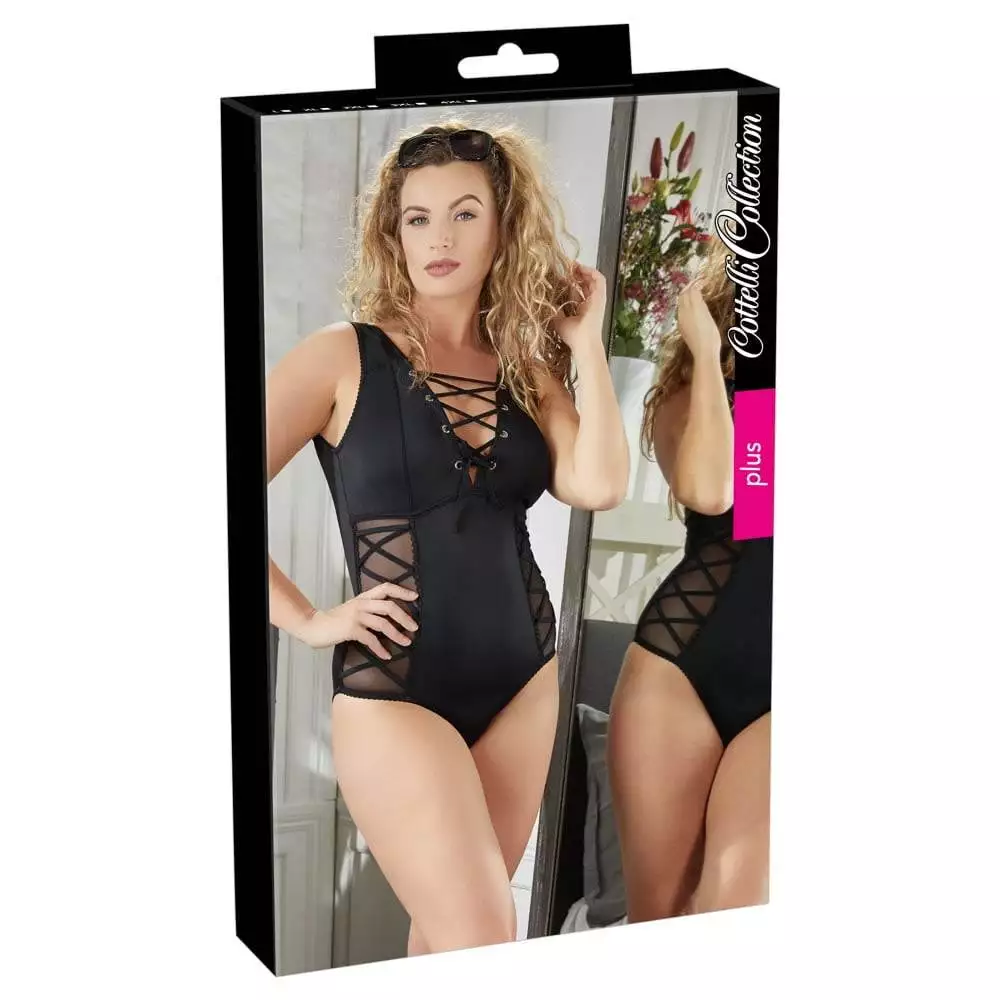 Plus Size Body med Snører og Gennemsigtige Sider4XL