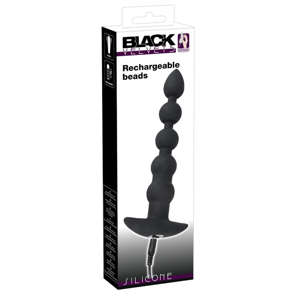 Black Velvelts Analkuglekæde med VibratorSort