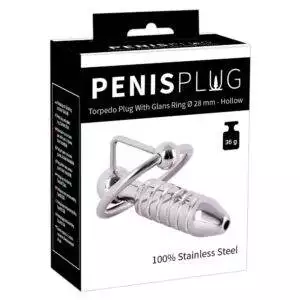 Penisplug Dilator Torpedo Plug med Penishoved Ring