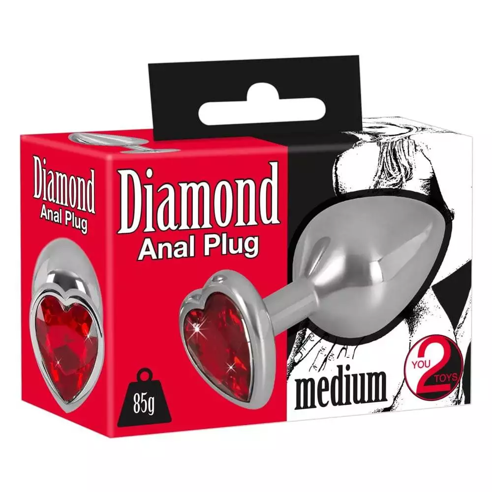 Metal Anal Plug med Rødt HjerteMedium