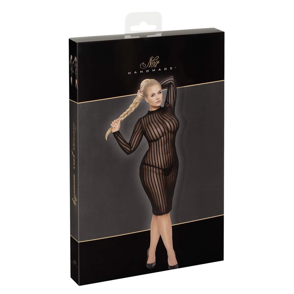 Noir Transparent Plus Size Kjole med Striber6XL