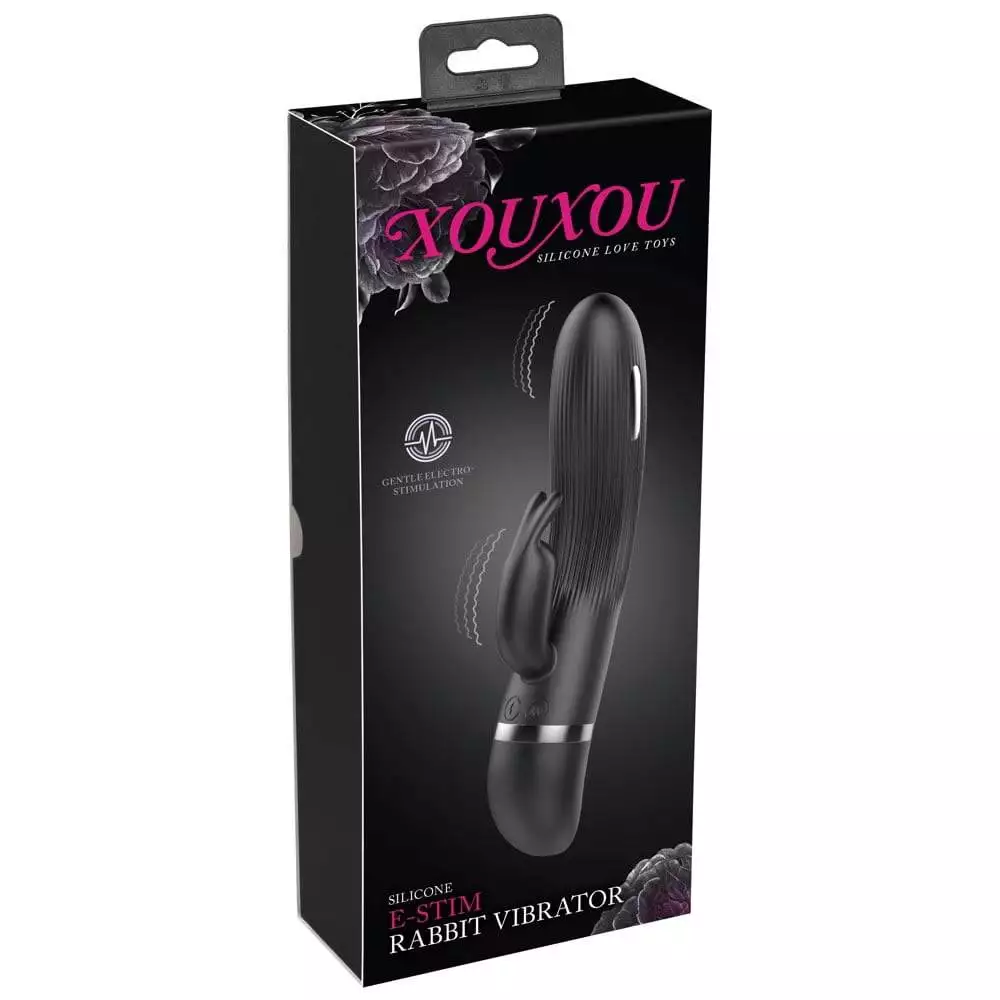XOUXOU Rabbit Vibrator med PirrestrømSort