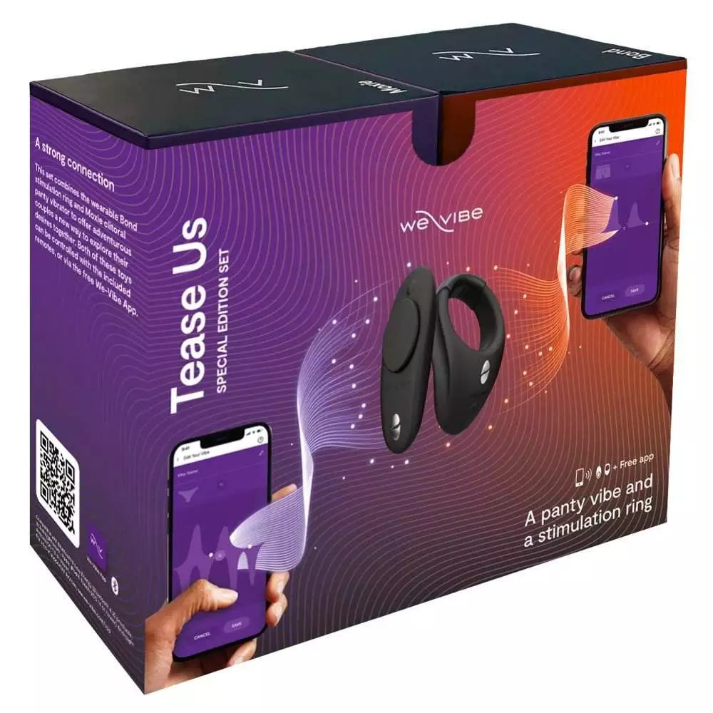 We-Vibe Tease Us - Bond Penisringe + Moxie KlitorisvibratorSort