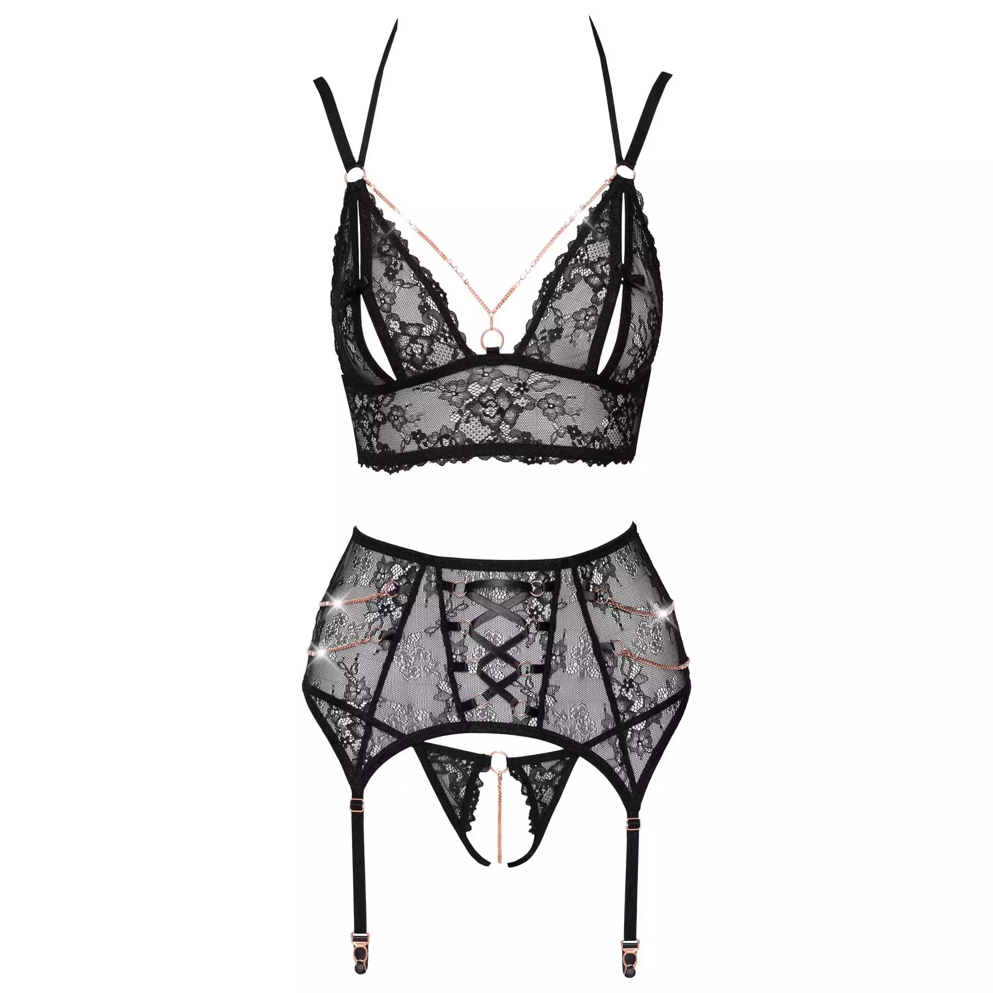 Abierta Fina Elise Lingeri Sæt med Strømpeholdere - Billede 11