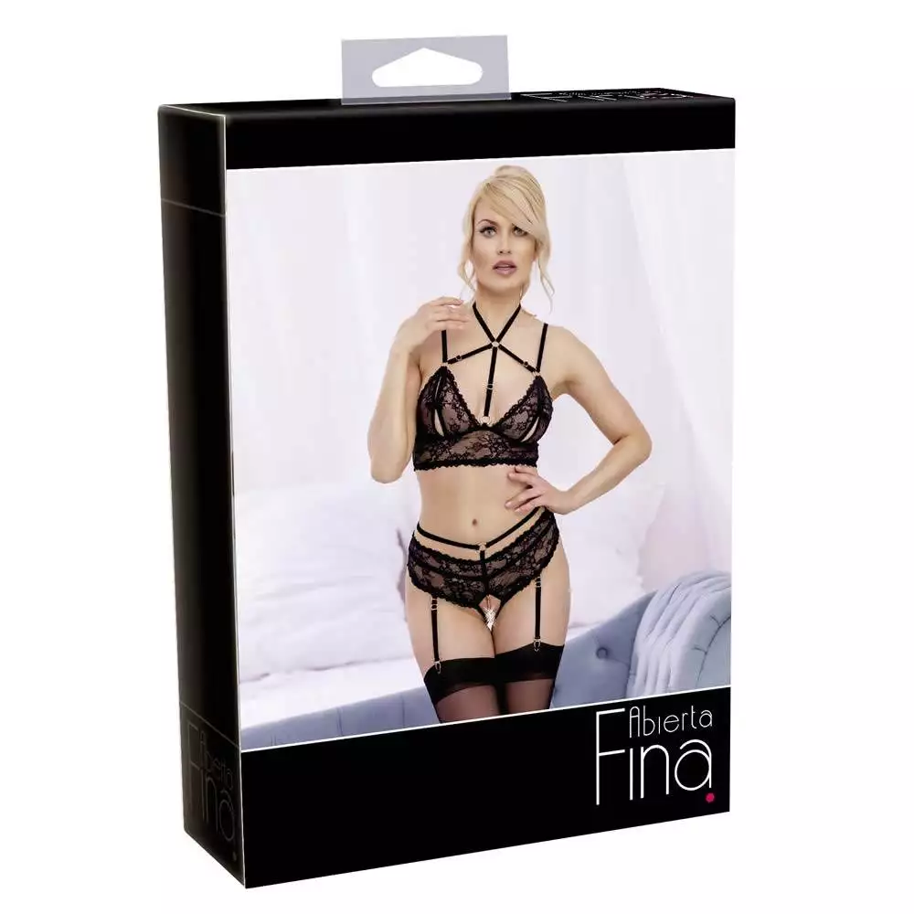 Abierta Fina Anais BH Sæt med StrømpeholdereXL