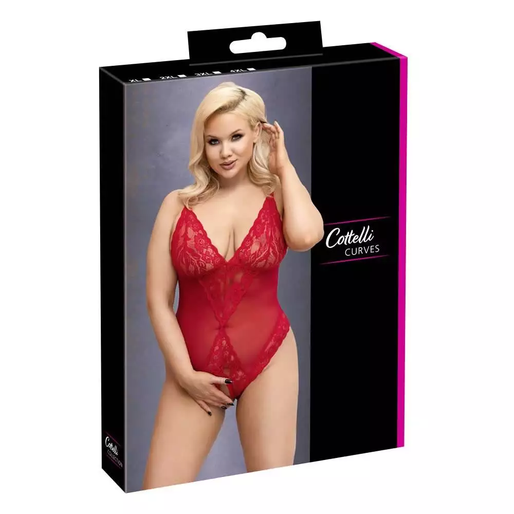 Plus Size Blonde Body i Rød4XL