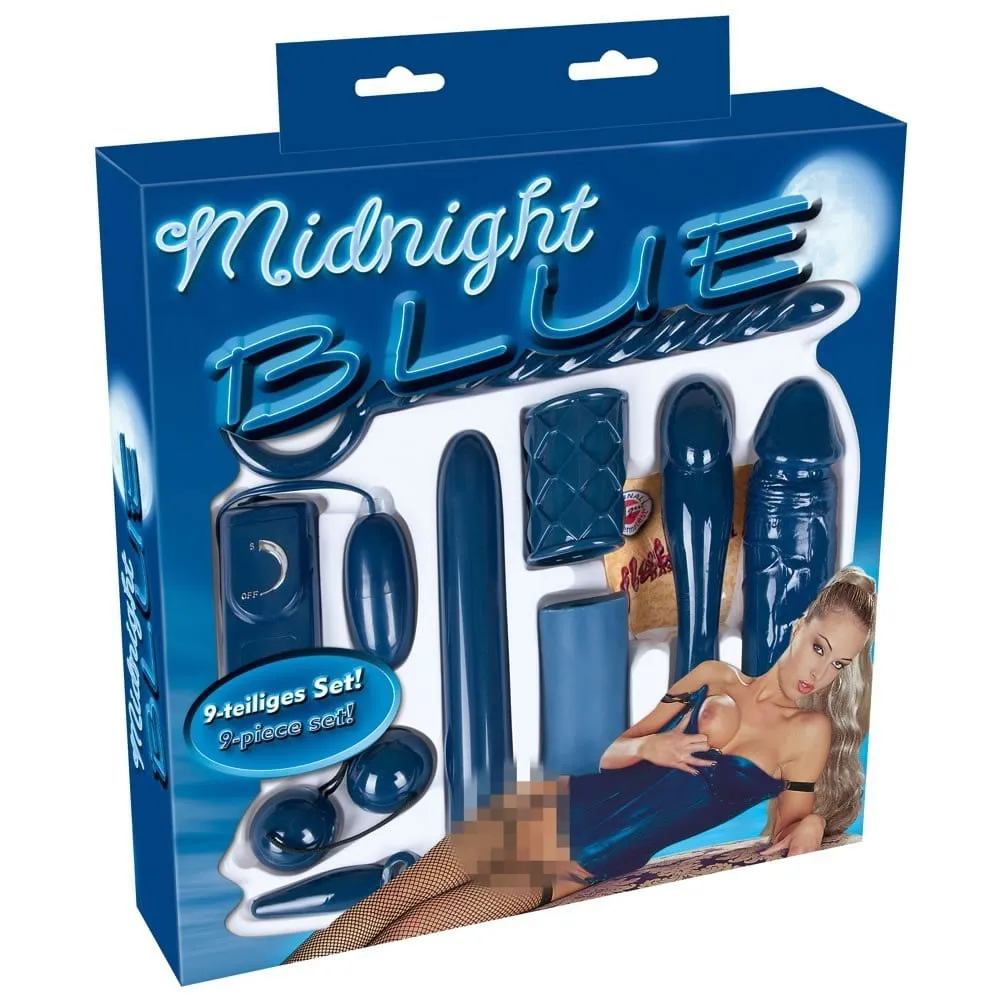 Midnight Blue Dildo og Vibrator sætBlå