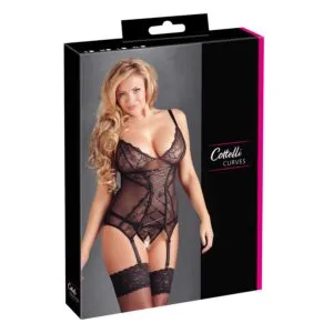 Plus Size Bustier i Sorte Blonder