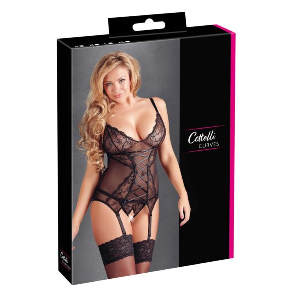 Plus Size Bustier i Sorte Blonder4XL