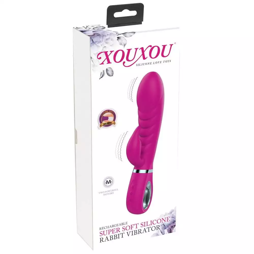 XOUXOU Rabbit Vibrator med SilikoneovertrækPink