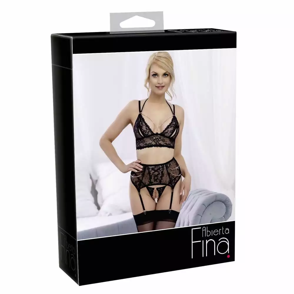 Abierta Fina Elise Lingeri Sæt med Strømpeholdere - Billede 13