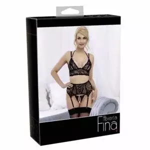 Abierta Fina Elise Lingeri Sæt med Strømpeholdere