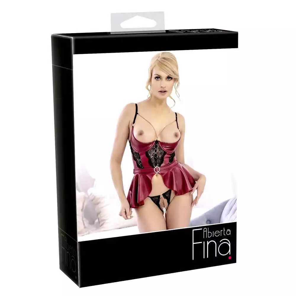 Abierta Fina Isabella Wetlook Longline BH i Rød med Trusser85C / XL