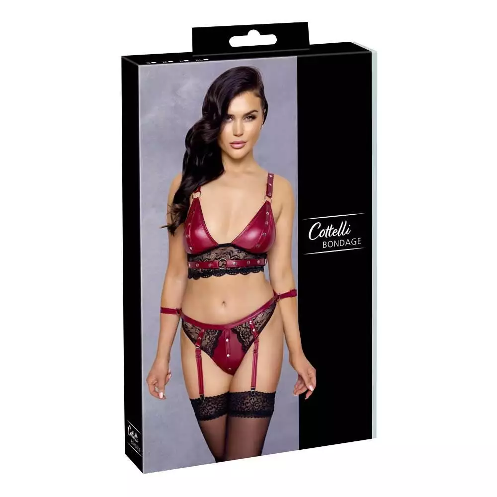 Rødt Wetlook Lingeri sæt med Bralette