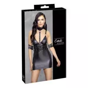 Wetlook Bondage Kjole med Harness og Armlænker